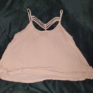 Women's Light Pink Flowy Cropped Tank With Straps